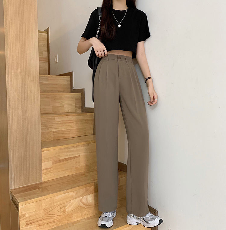 Spring Autumn High Waist Wide Leg Pants