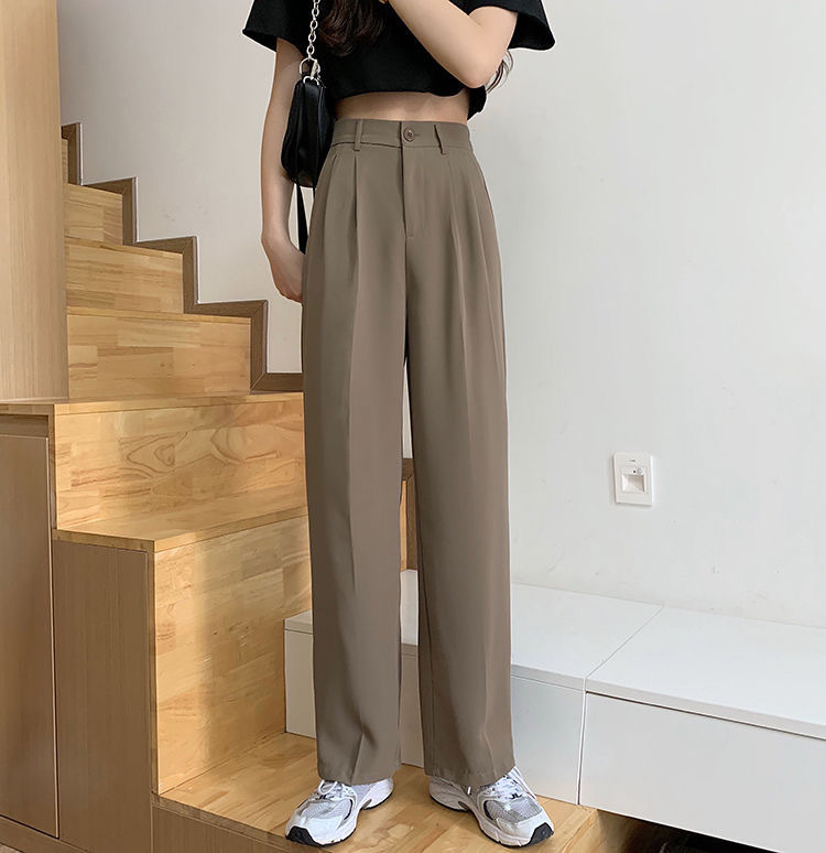 Spring Autumn High Waist Wide Leg Pants