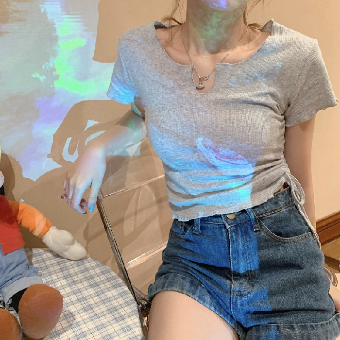 Chic Drawstring Crop Top - Summer