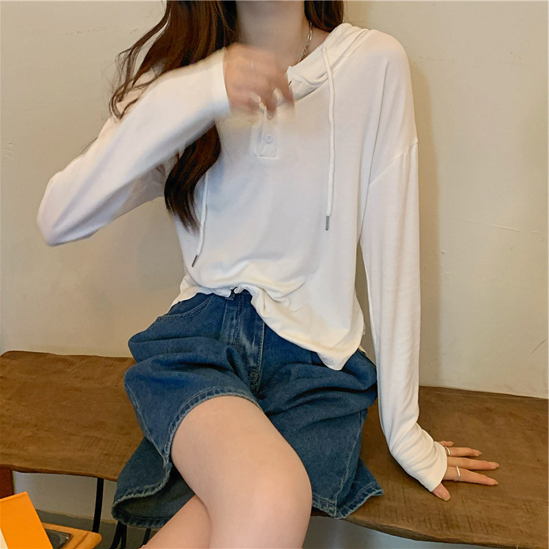 Solid Color Spring/Fall Thin Long-Sleeve T-Shirt