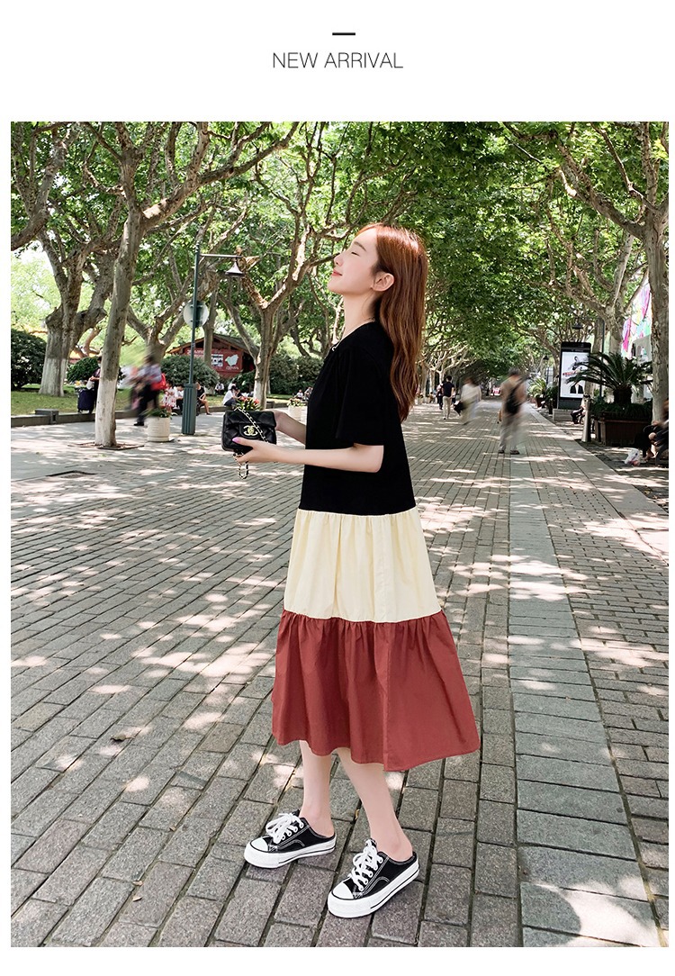 Korean Style Patchwork T-shirt Dress