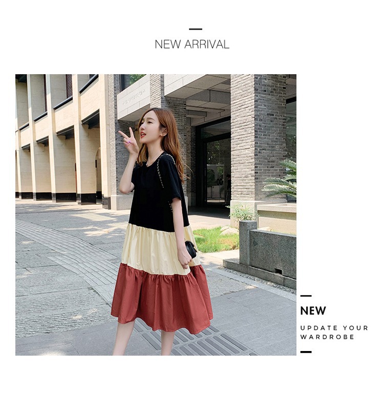 Korean Style Patchwork T-shirt Dress