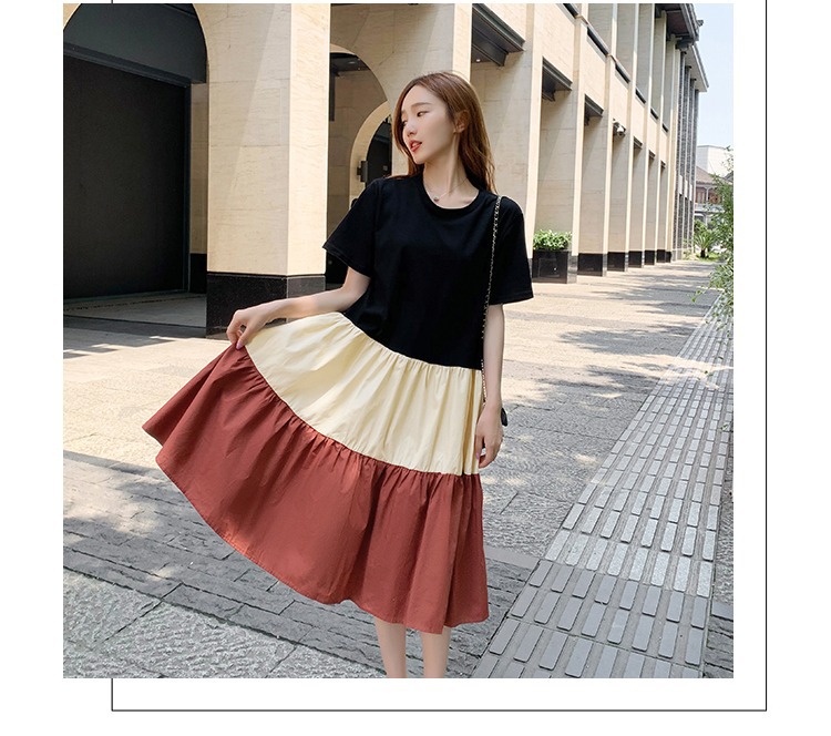 Korean Style Patchwork T-shirt Dress