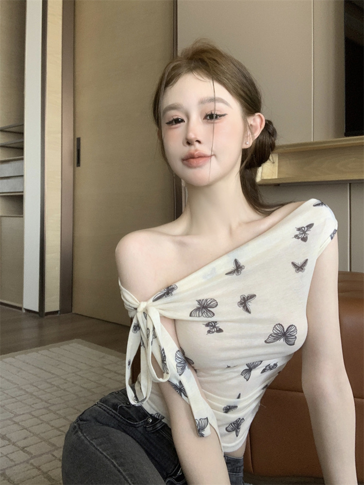 Sweet and Spicy Halter Neck Top with Butterfly Sleeves