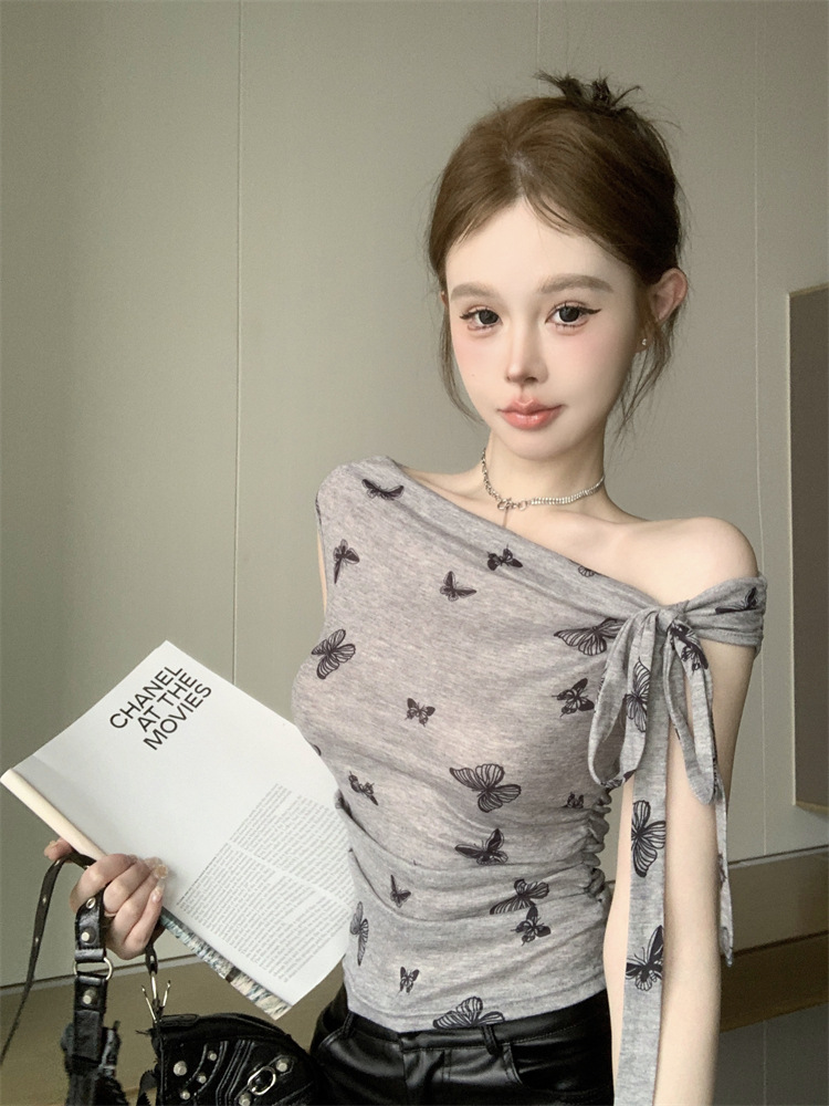 Sweet and Spicy Halter Neck Top with Butterfly Sleeves