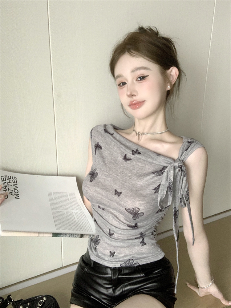 Sweet and Spicy Halter Neck Top with Butterfly Sleeves