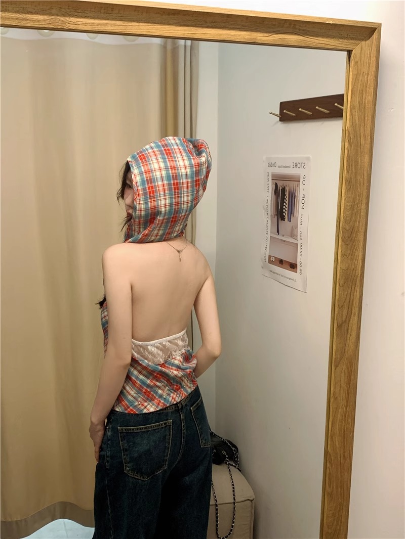 Grid-Back Tank Top with Hood for Summer 2024