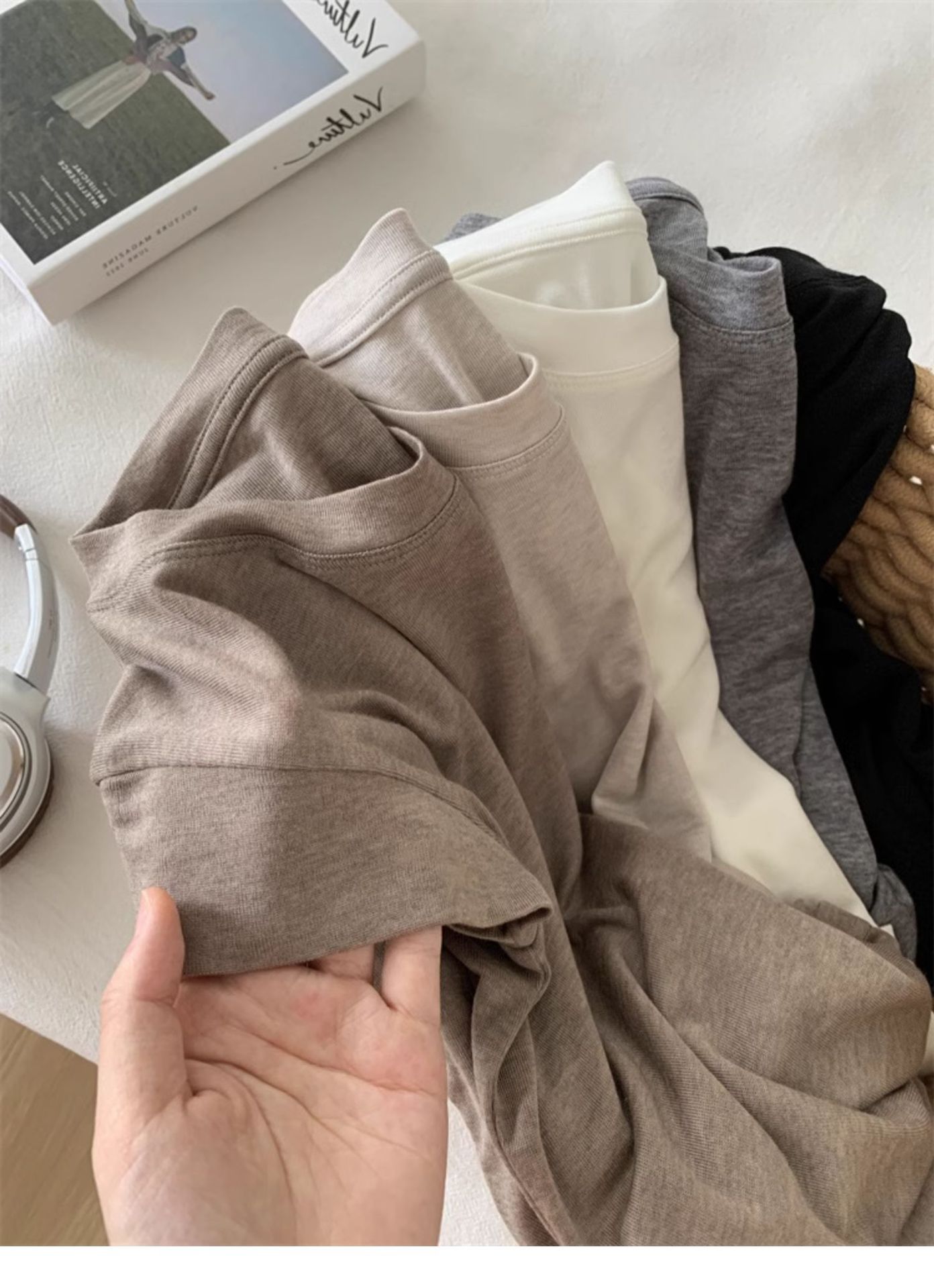 Oatmeal Round Neck Cotton Sleeveless T-Shirt for Women