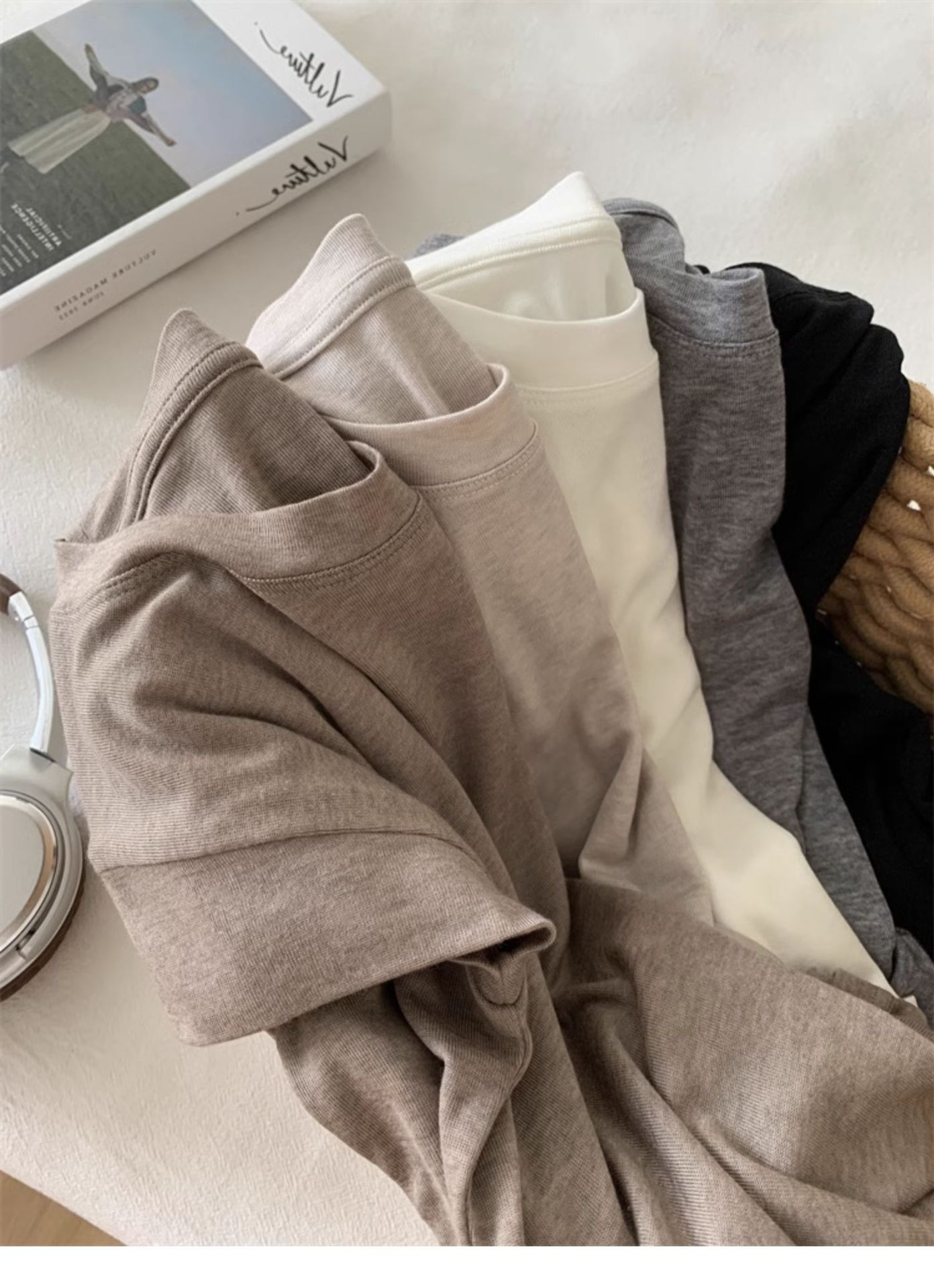 Oatmeal Round Neck Cotton Sleeveless T-Shirt for Women