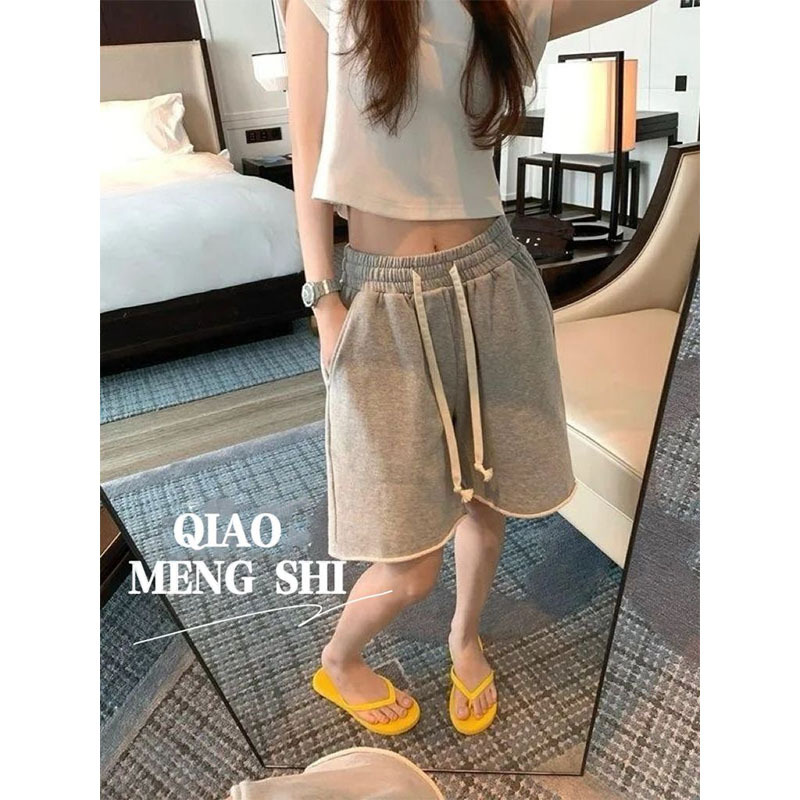 Cotton Elastic Waist Loose Sport Shorts