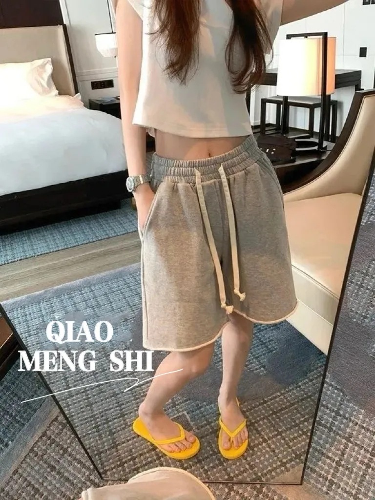 Cotton Elastic Waist Loose Sport Shorts