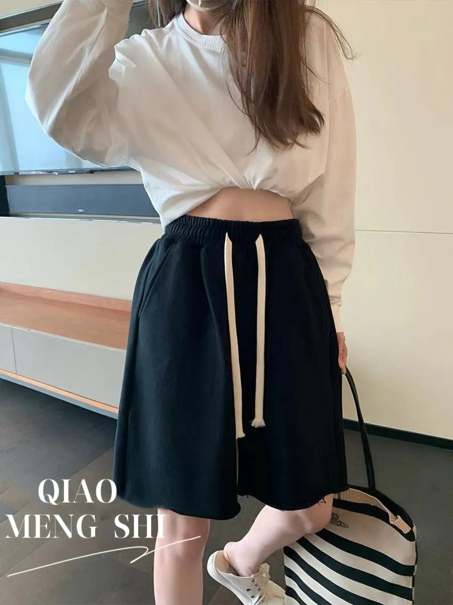 Cotton Elastic Waist Loose Sport Shorts