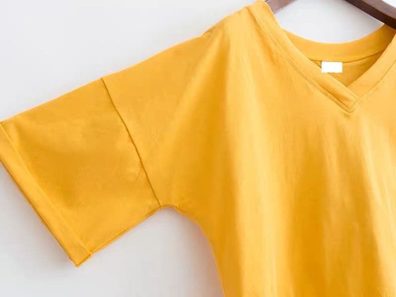 Backless V-Neck Loose Short Sleeve T-Shirt