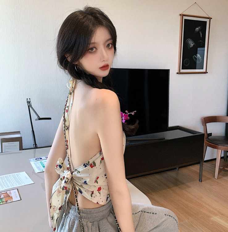 Floral Drawstring Neck Sling