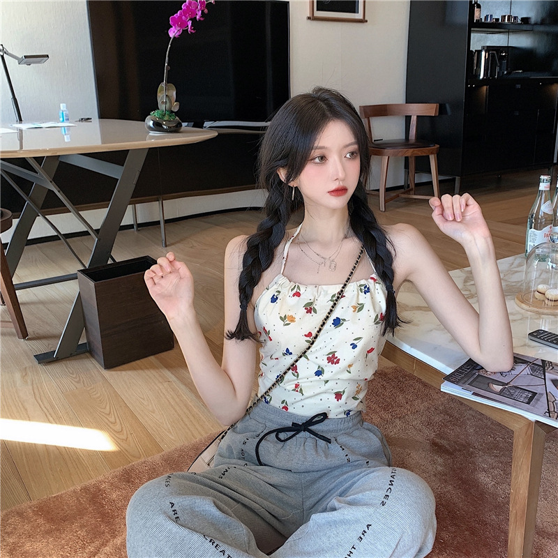 Floral Drawstring Neck Sling