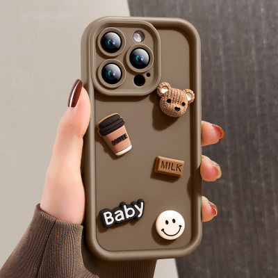 3D Cute Bear Coffee iPhone Phone Case