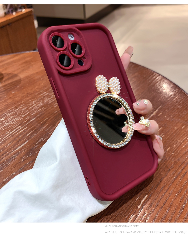 适用iPhone15Promax手机壳全包镜子新款苹果14保护套女高级13硅胶