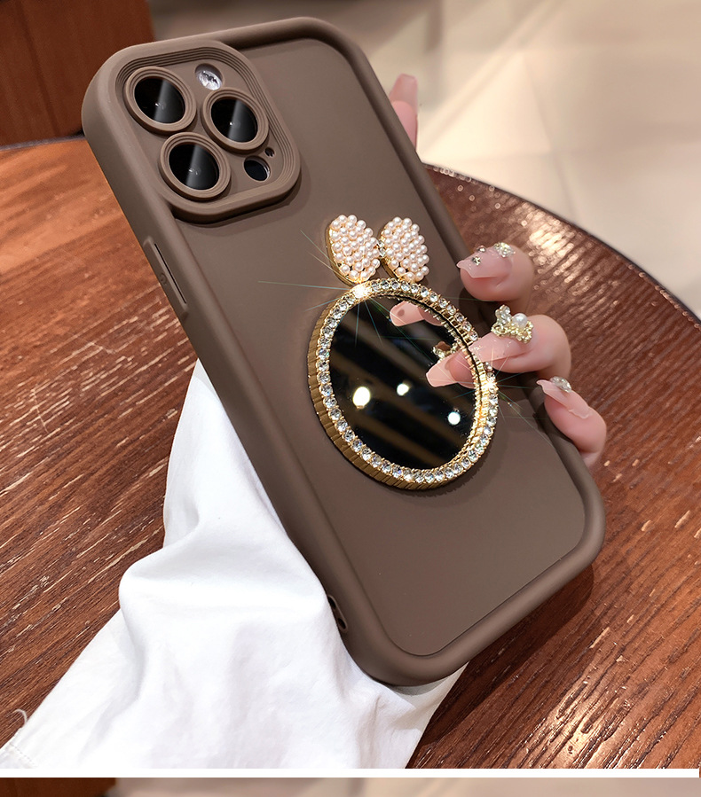 适用iPhone15Promax手机壳全包镜子新款苹果14保护套女高级13硅胶