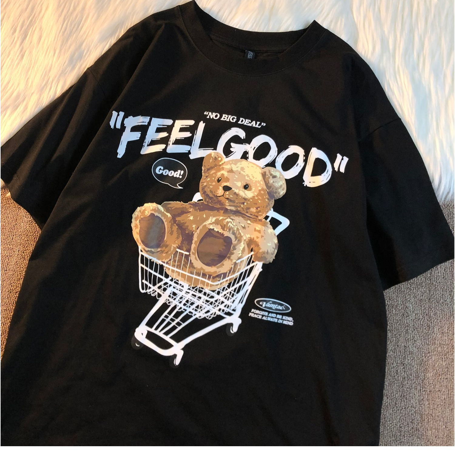 Trendy Bear Print Short-sleeve T-shirt