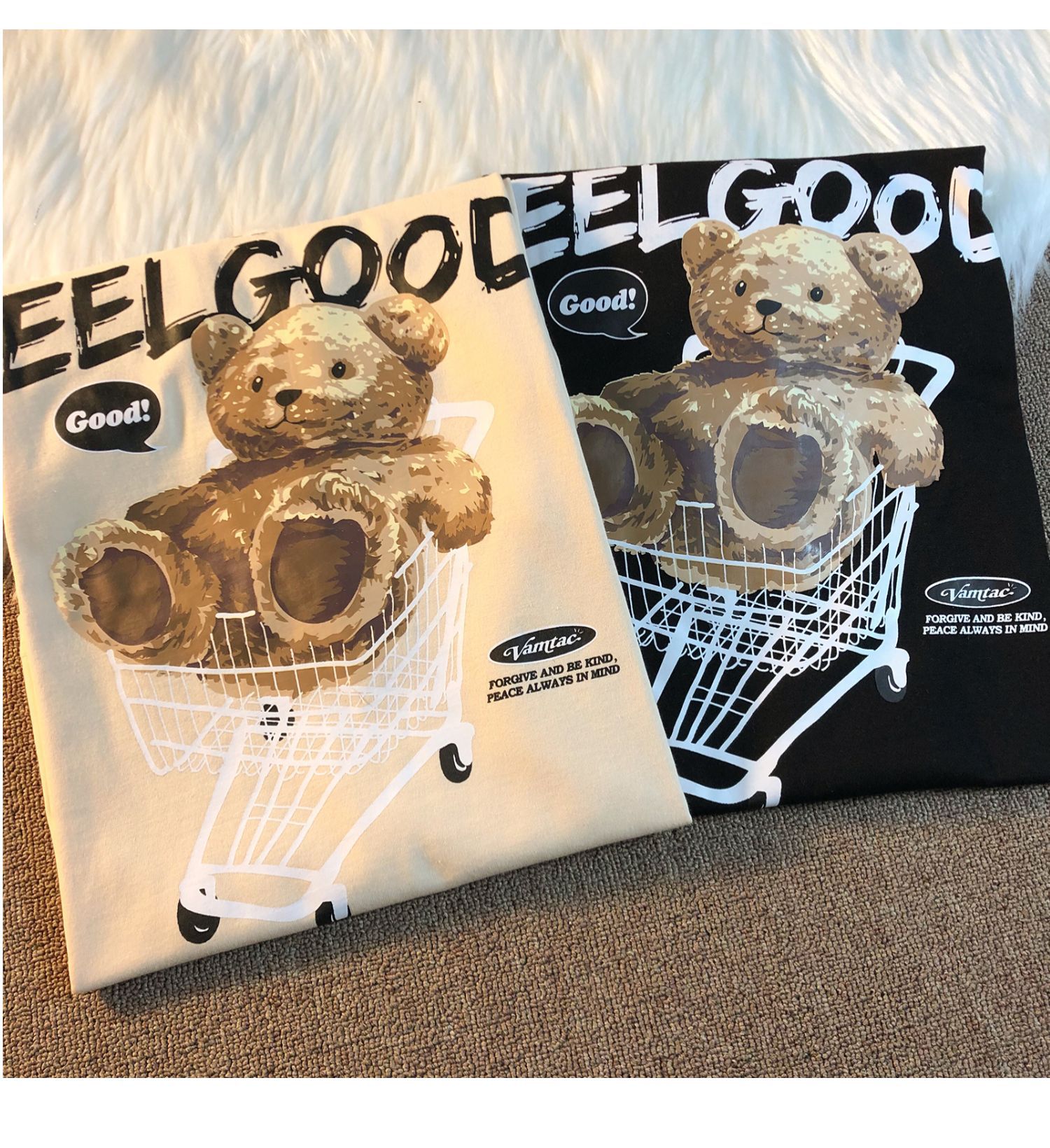 Trendy Bear Print Short-sleeve T-shirt