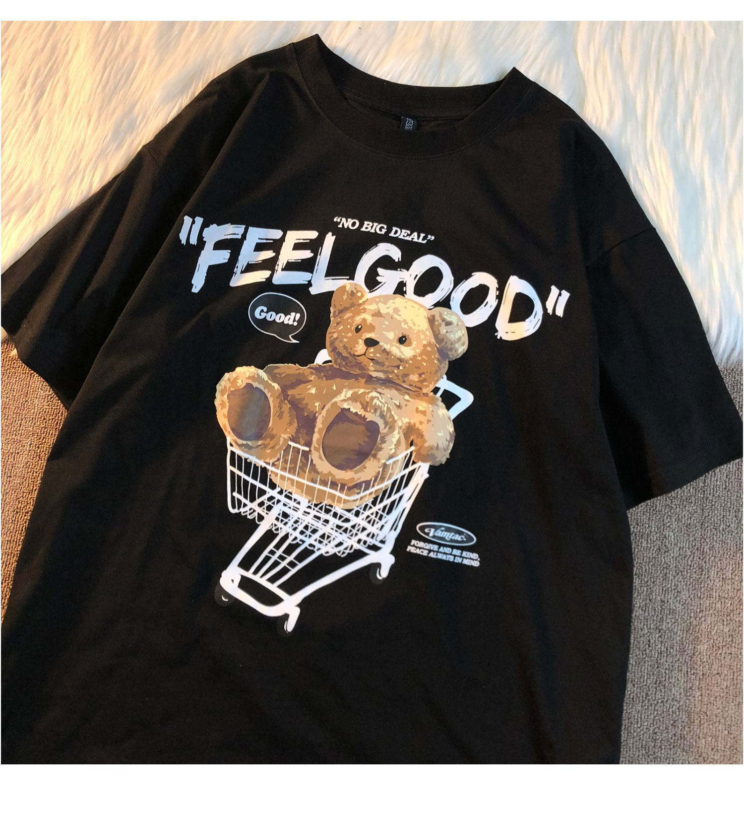 Trendy Bear Print Short-sleeve T-shirt