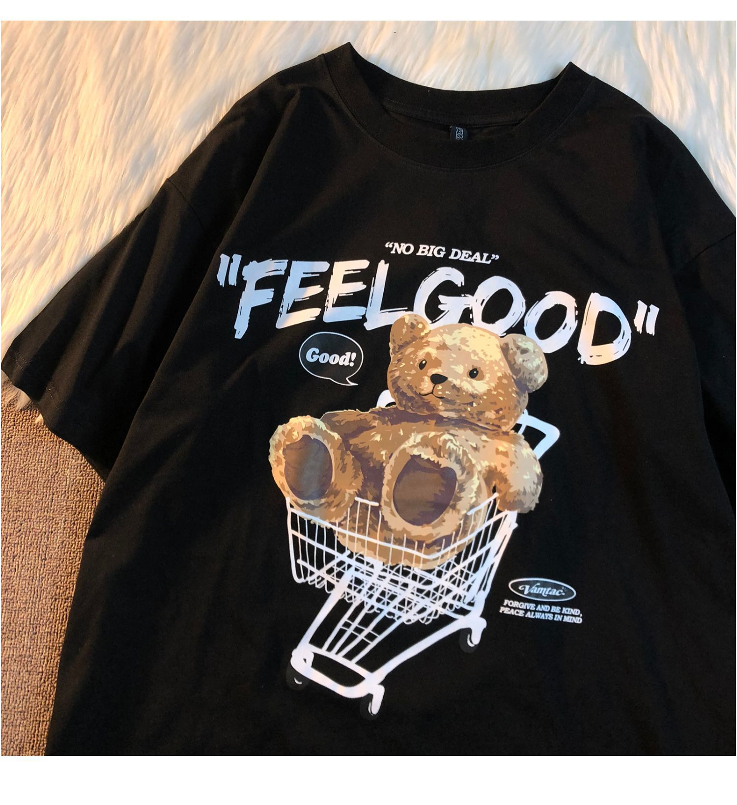 Trendy Bear Print Short-sleeve T-shirt