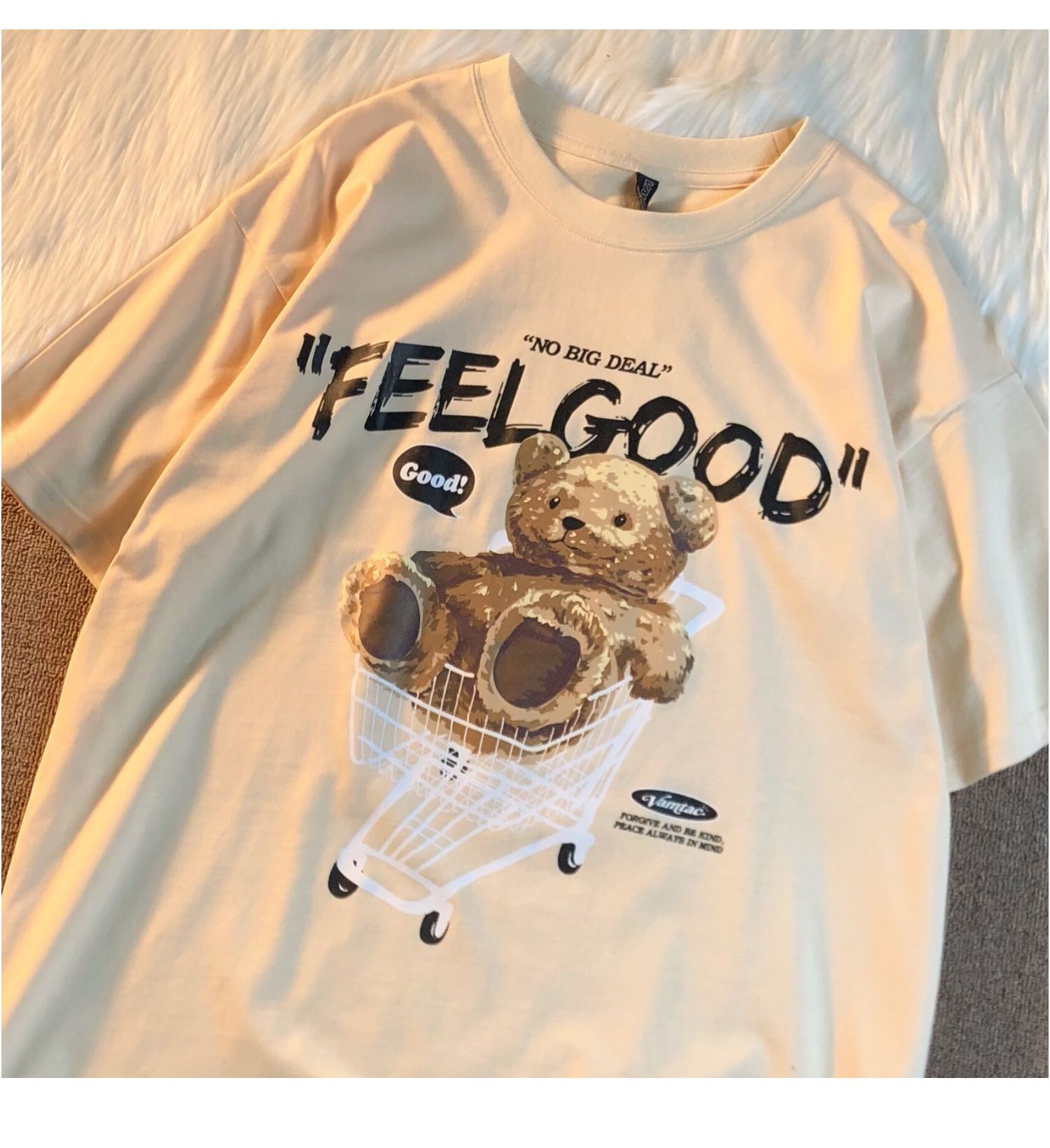 Trendy Bear Print Short-sleeve T-shirt