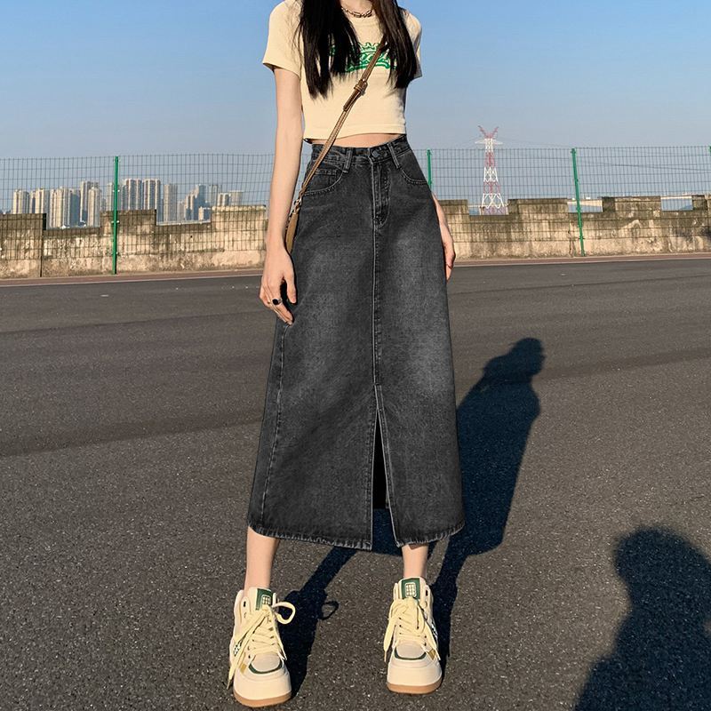 Refined A-Line Denim Skirt