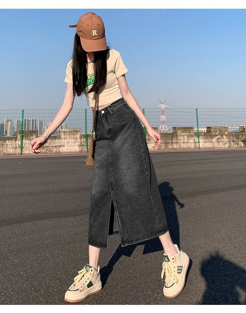 Refined A-Line Denim Skirt