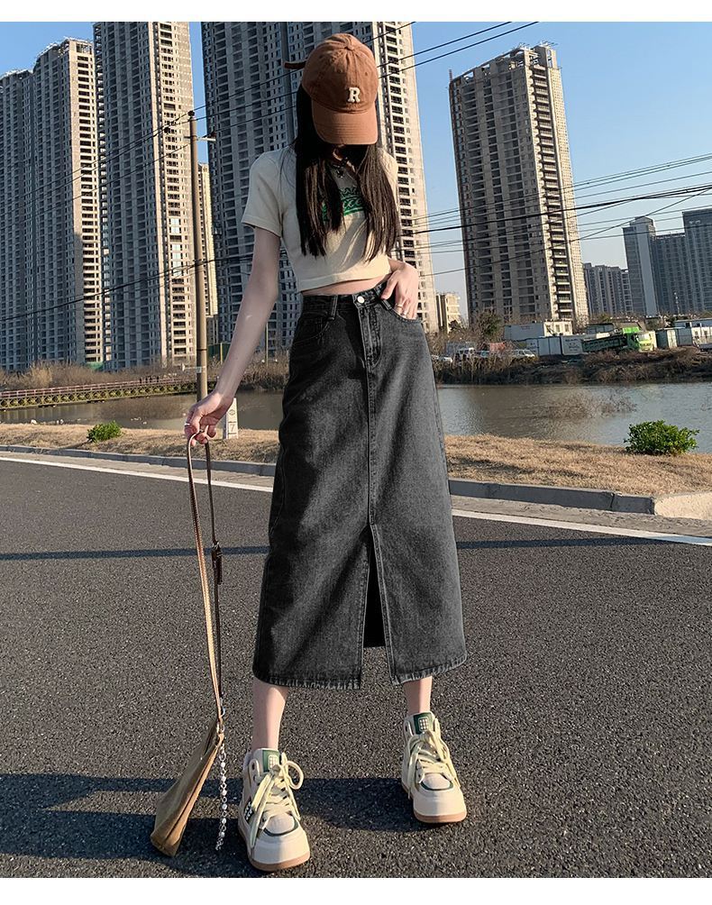 Refined A-Line Denim Skirt