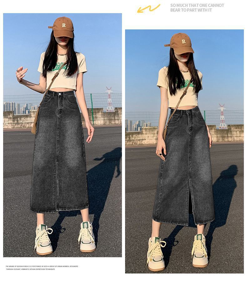 Refined A-Line Denim Skirt