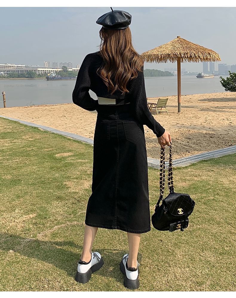 Refined A-Line Denim Skirt