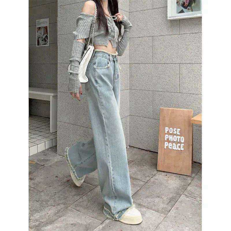Blue Denim High-Waist Pants