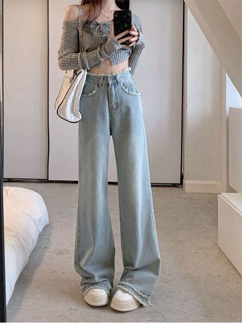 Blue Denim High-Waist Pants