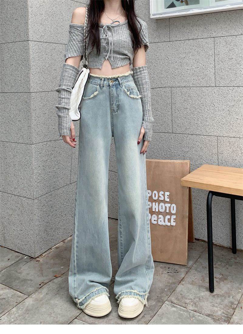Blue Denim High-Waist Pants