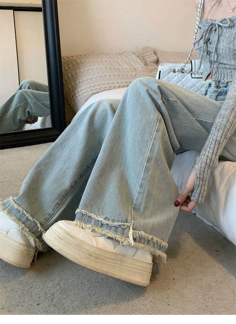 Blue Denim High-Waist Pants