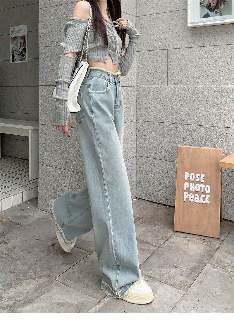 Blue Denim High-Waist Pants