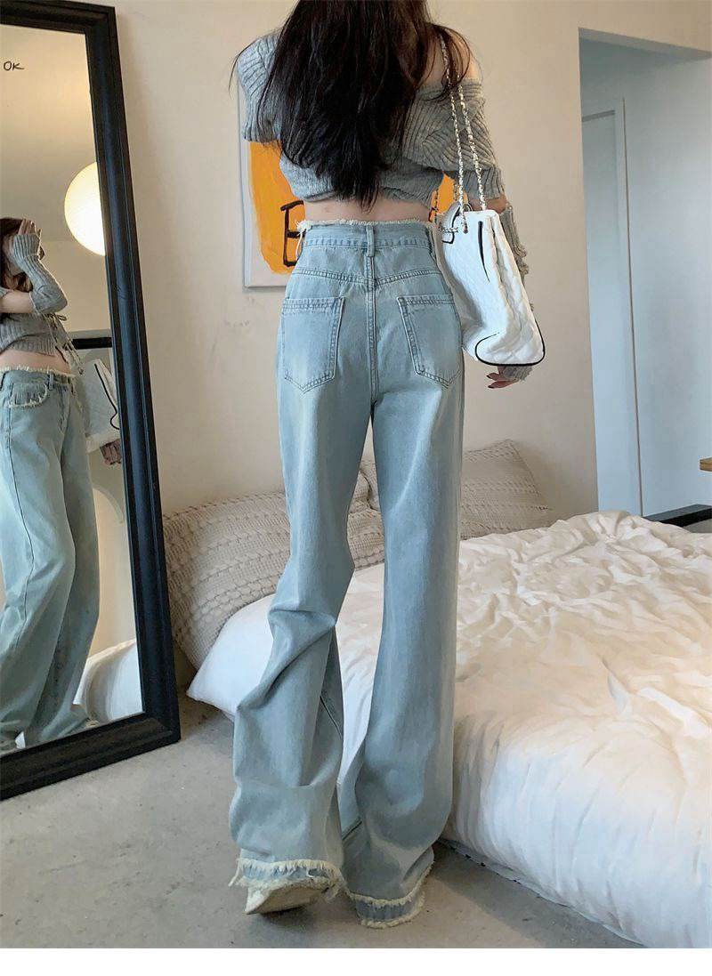 Blue Denim High-Waist Pants