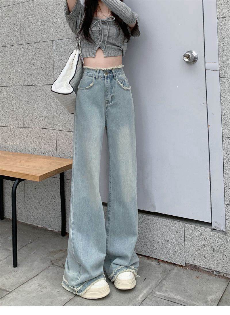 Blue Denim High-Waist Pants