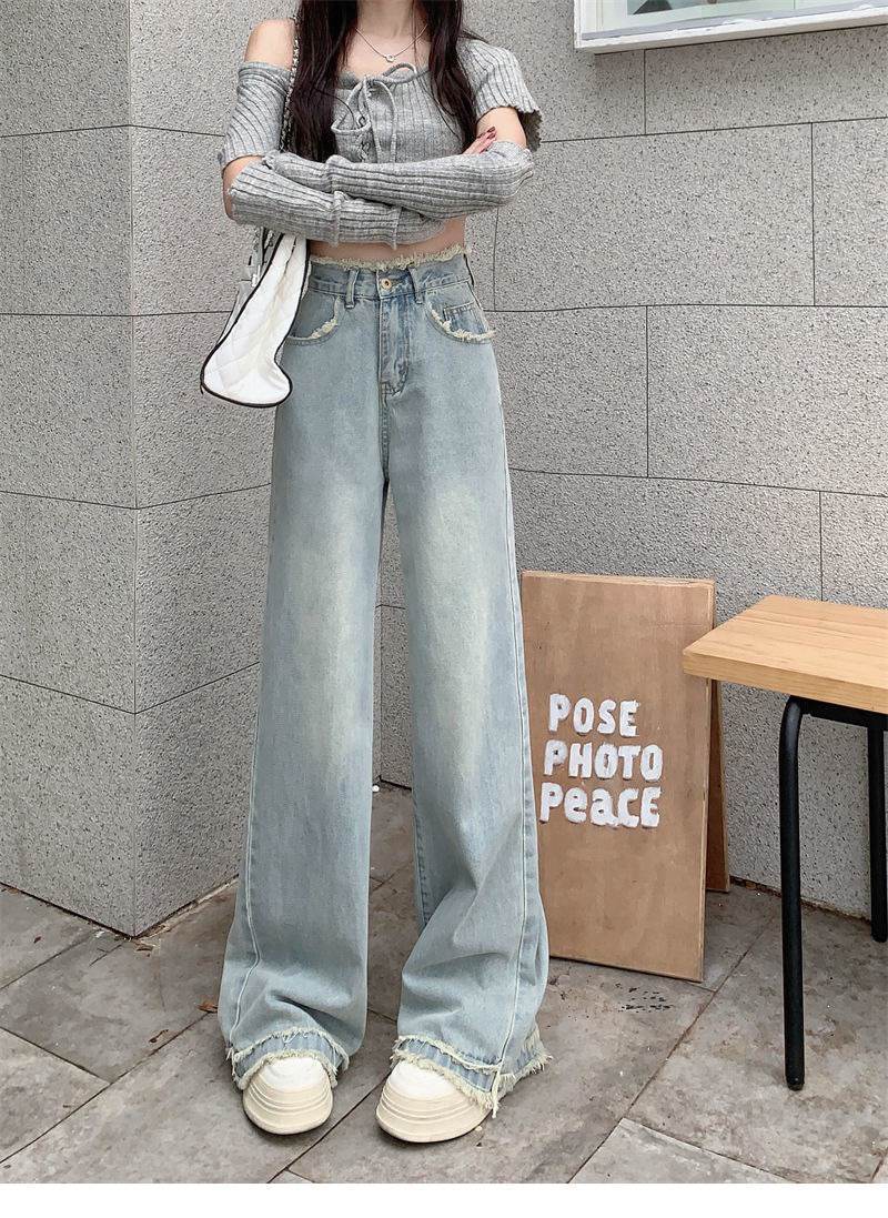 Blue Denim High-Waist Pants