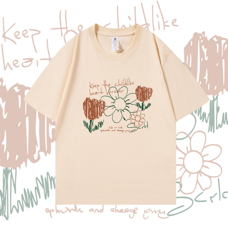 Cotton Short Sleeve T-Shirt Women's 2023 Summer New Fashion Print Loose Casual Round Neck Half Sleeve Top Trendy