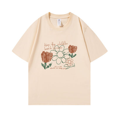 Cotton Short Sleeve T-Shirt Women's 2023 Summer New Fashion Print Loose Casual Round Neck Half Sleeve Top Trendy