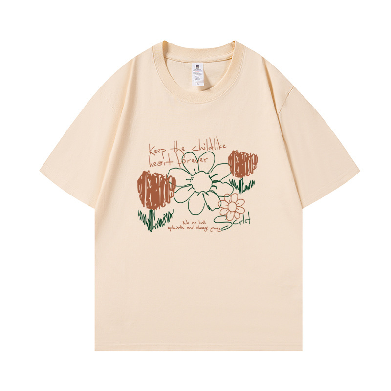 Cotton Short Sleeve T-Shirt Women's 2023 Summer New Fashion Print Loose Casual Round Neck Half Sleeve Top Trendy