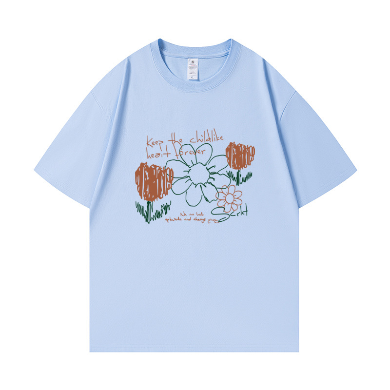 Cotton Short Sleeve T-Shirt Women's 2023 Summer New Fashion Print Loose Casual Round Neck Half Sleeve Top Trendy