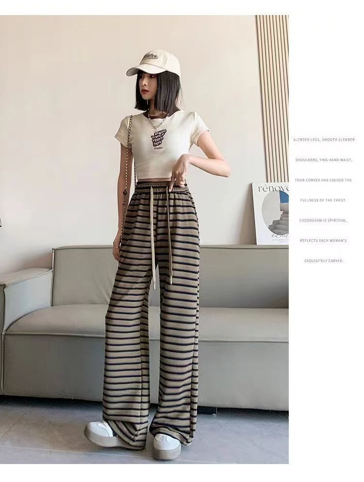 Stripe Casual Palazzo Pants for Women