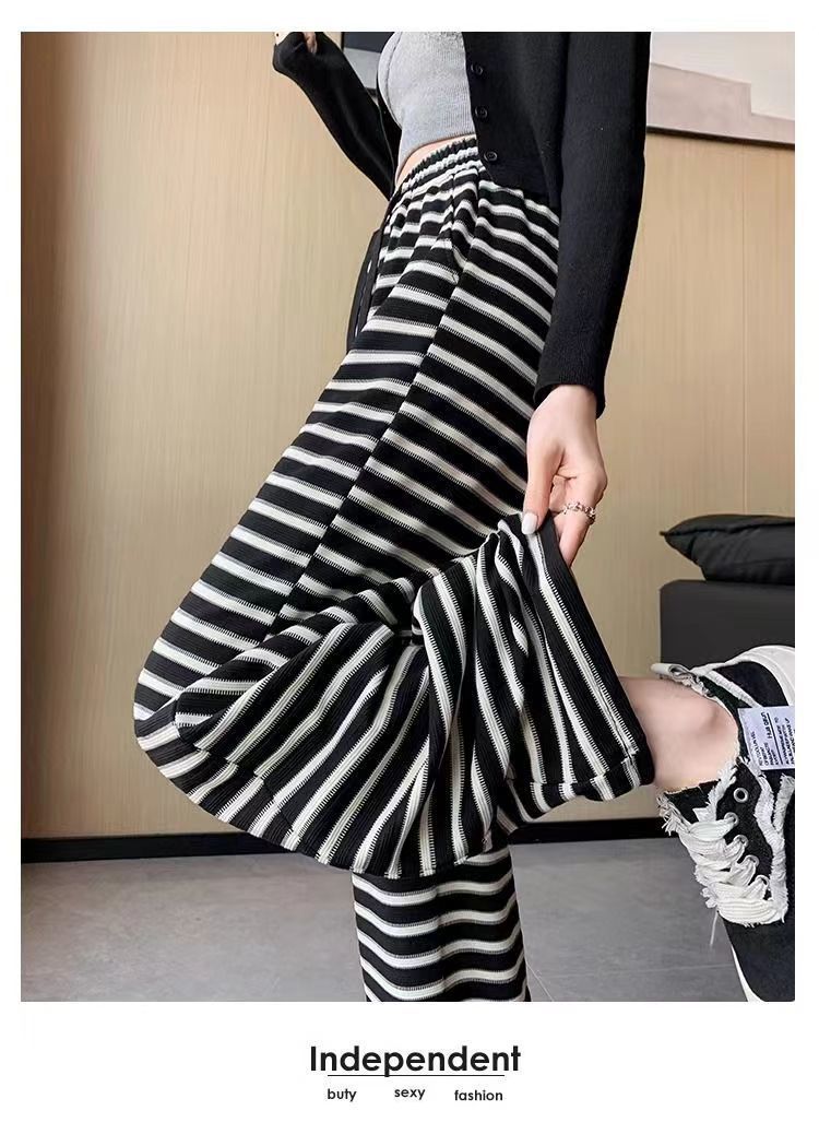 Stripe Casual Palazzo Pants for Women
