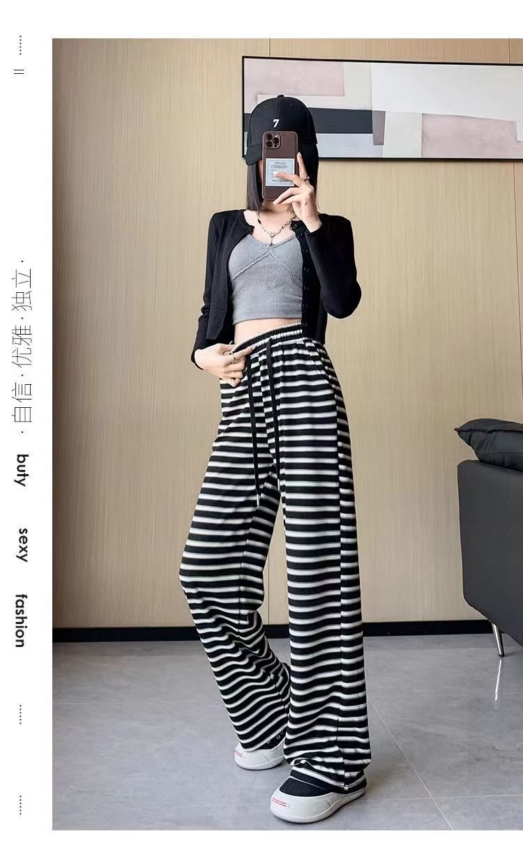 Stripe Casual Palazzo Pants for Women