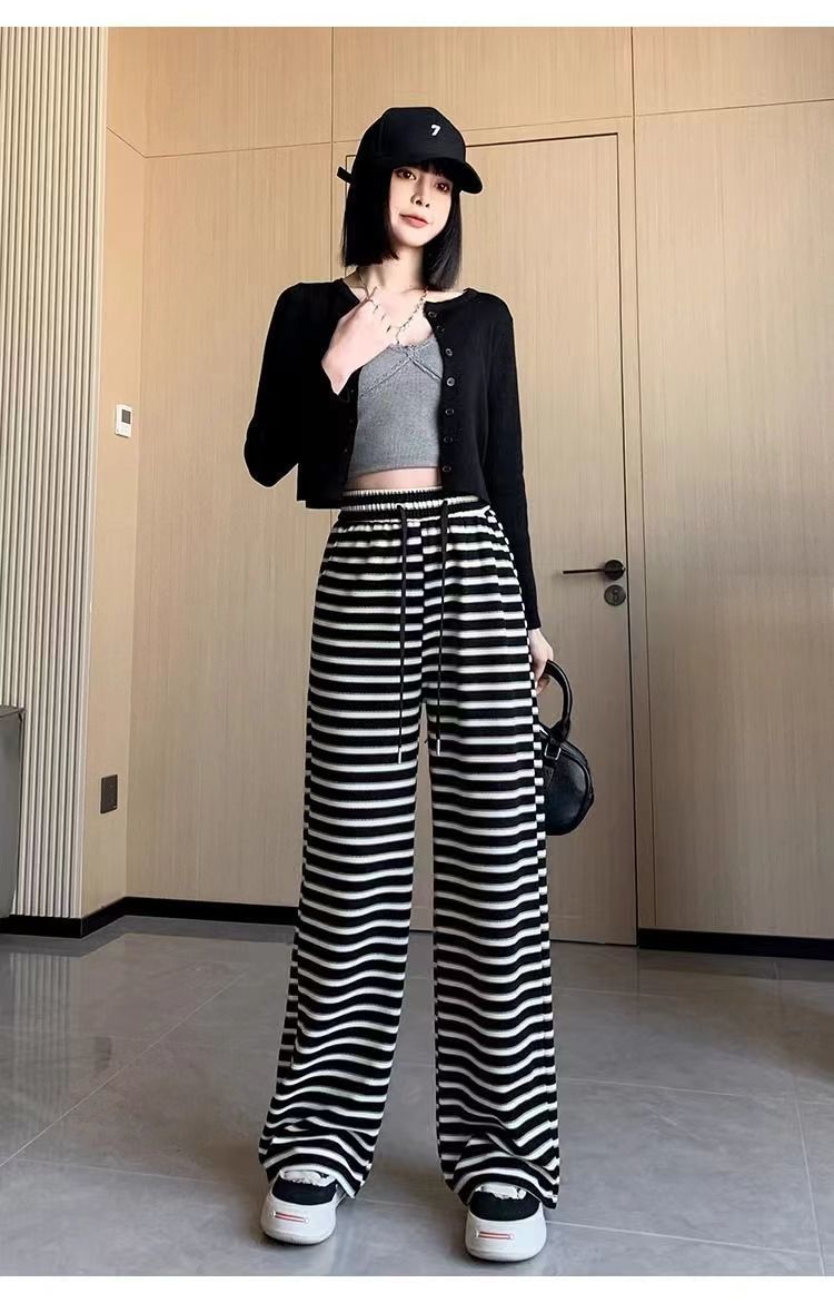 Stripe Casual Palazzo Pants for Women