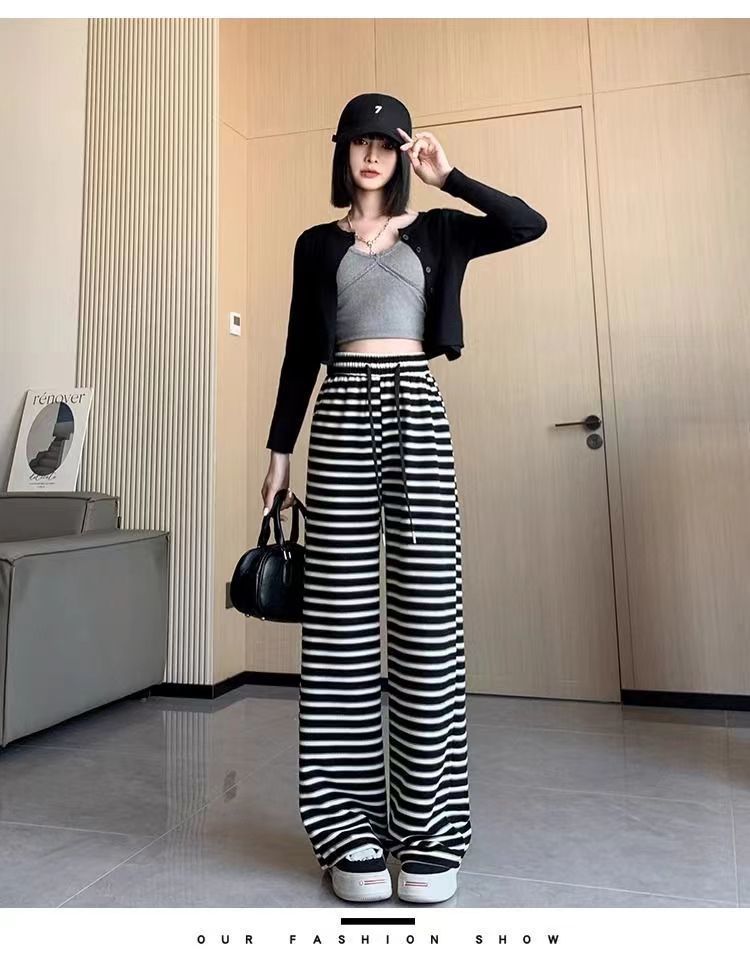 Stripe Casual Palazzo Pants for Women