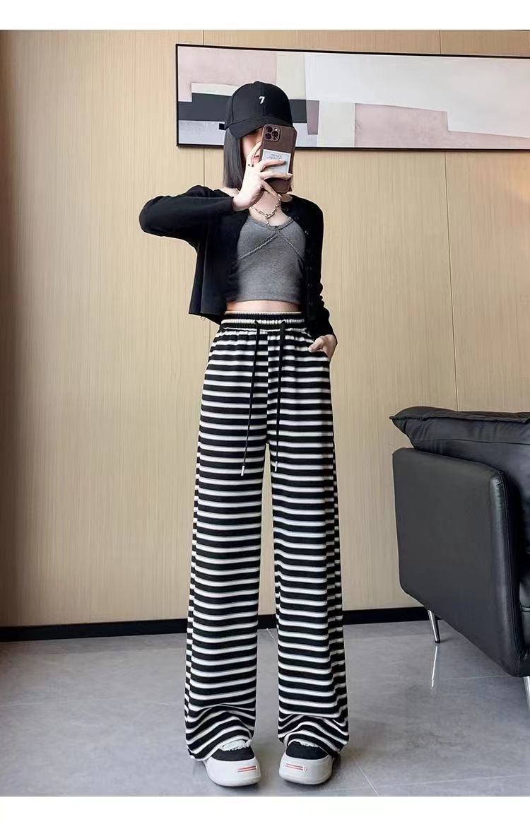 Stripe Casual Palazzo Pants for Women